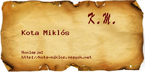 Kota Miklós névjegykártya